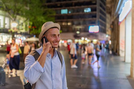 a person talking on mobile phone